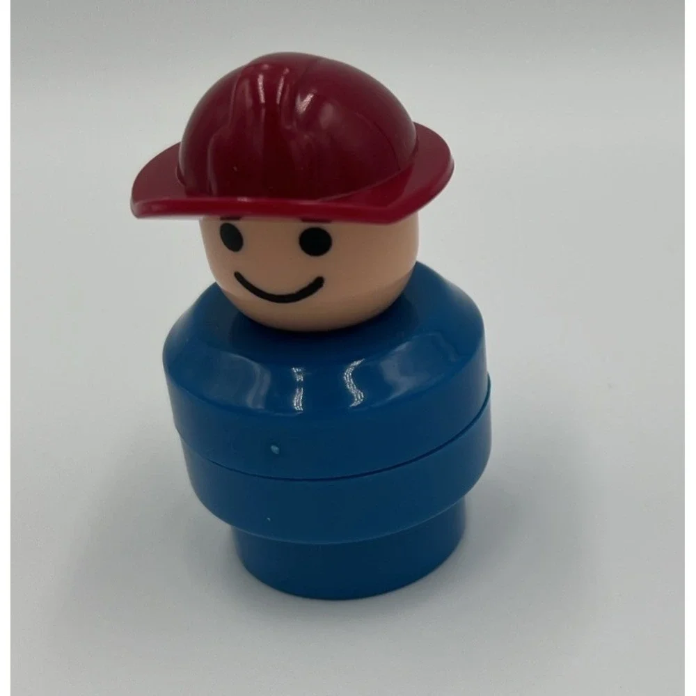 Fisher Price Chunky Fireman Rescue Worker Little People Blue Body Vintage